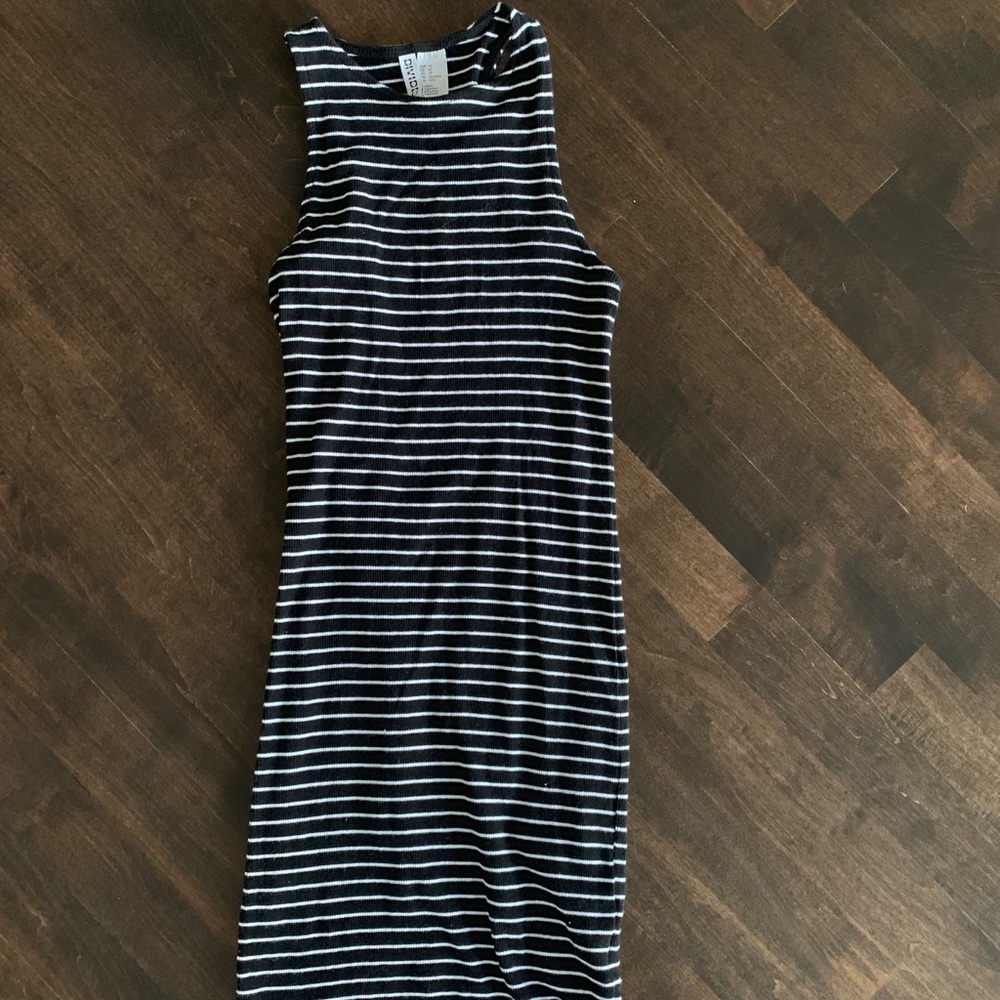 Black and white striped dress
